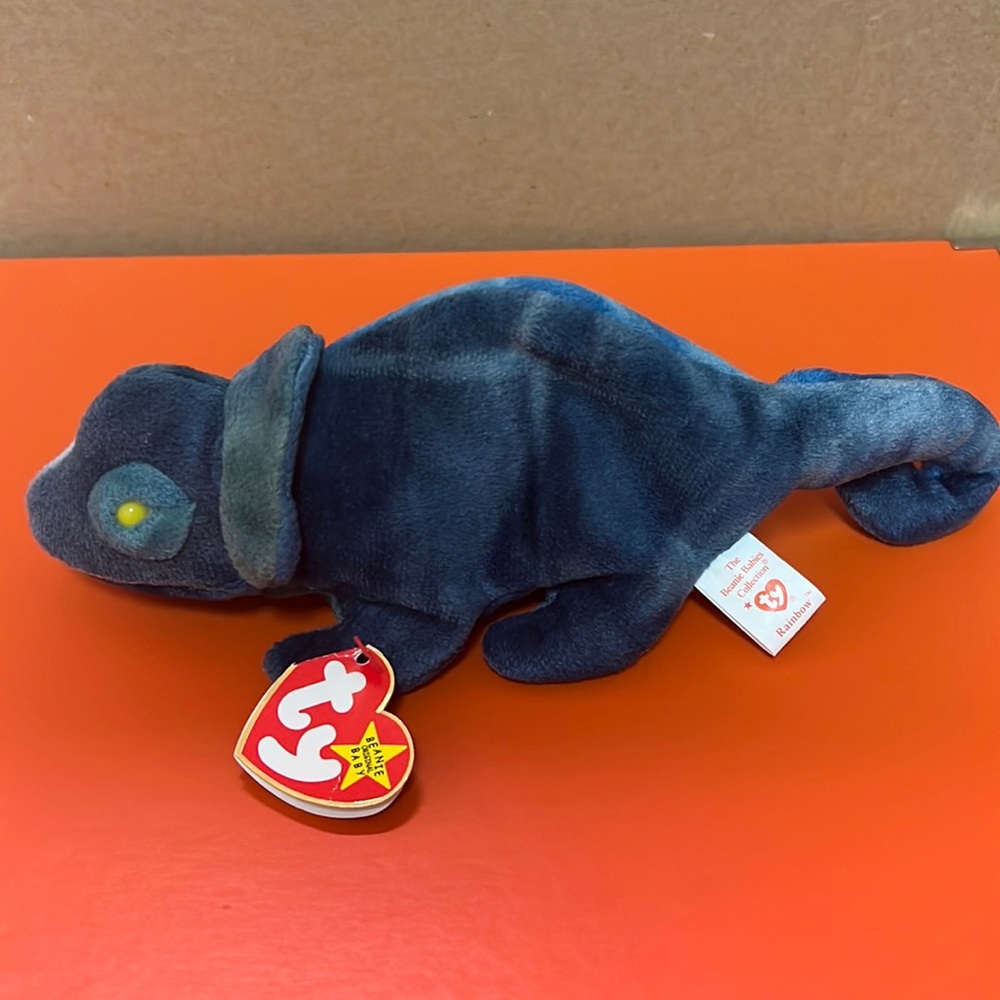 Ty beanie baby 1997 RAINBOW the Chameleon INCORRECT BLUE fabric 4037